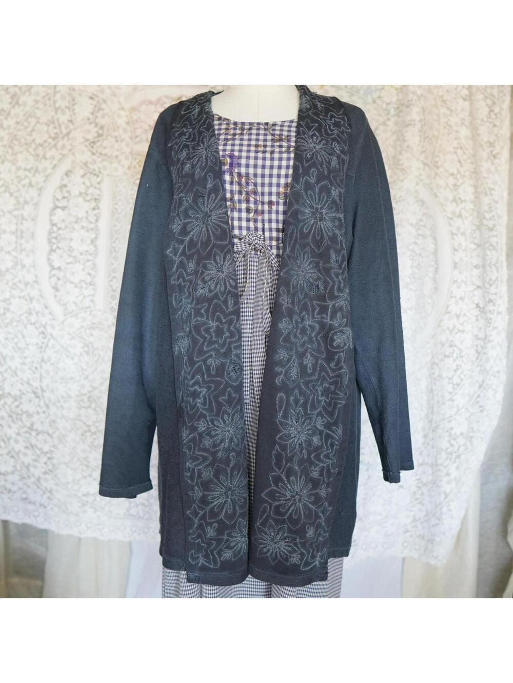 Soft Surroundings Embroidered Cardigan Cotton Whimsigoth Boho 1X